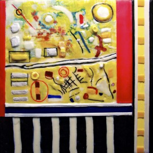 Remembering Modernism, Beeswax encaustic on wood, 2012, 12" x 12" x 1", (SOLD)