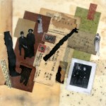 Collecting the Pieces #1: Looking Back, Beeswax encaustic collage on wood, 2013, 12" x 12" x 1"