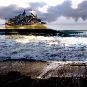 Return to the Sea, Digital Montlage on Fine Art Paper on Wood, 2013, 10" x 10" x 1"