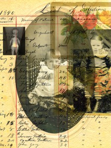 Lost Innocence, Digital Montage on Fine Art Paper on Wood, 2013, 6" x 8" x 1.5"