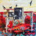 Ephemeral Landscape #37, Beeswax encaustic & mixed media, 2017, 12" x 12" x 1"