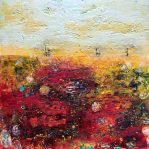 Landscape of Memory, Beeswax encaustic on wood, 2018, 20" x 20" x 1.5"